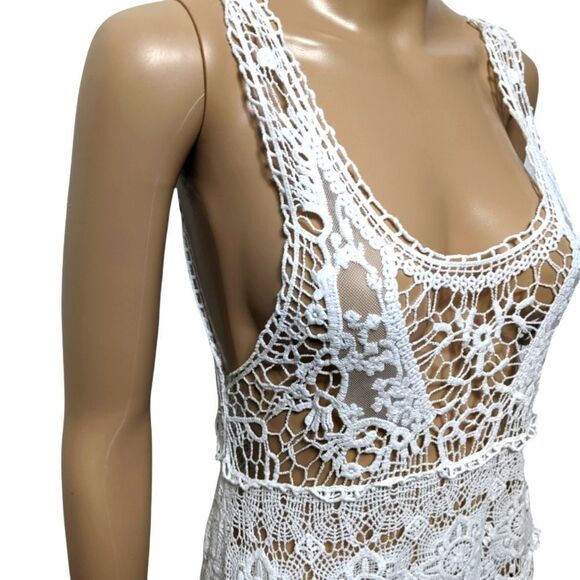 DULCIE White Crochet Lace Doily Dress S - Picture 3 of 8